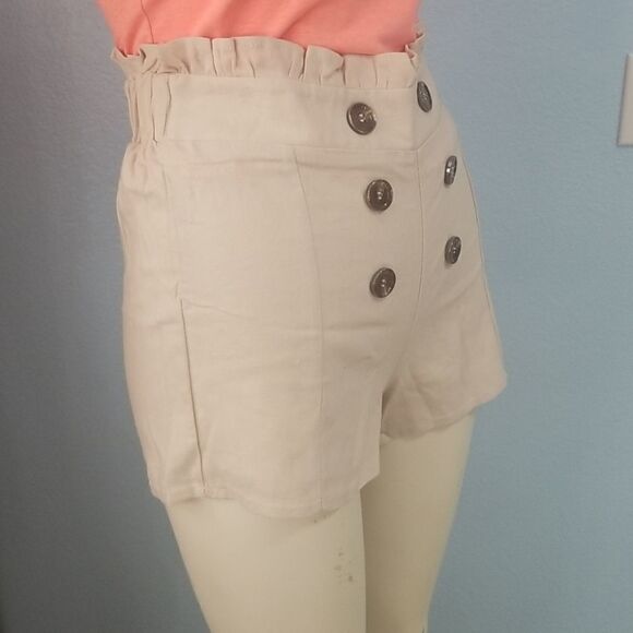 Heart & Hips Double Button Paper Bag Shorts - Picture 2 of 8